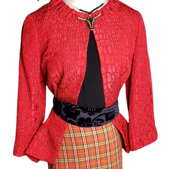 Tahari by Arthur Levine Jacquard Jacket One Button Trendy Color Holidays Events - Picture 12 of 13